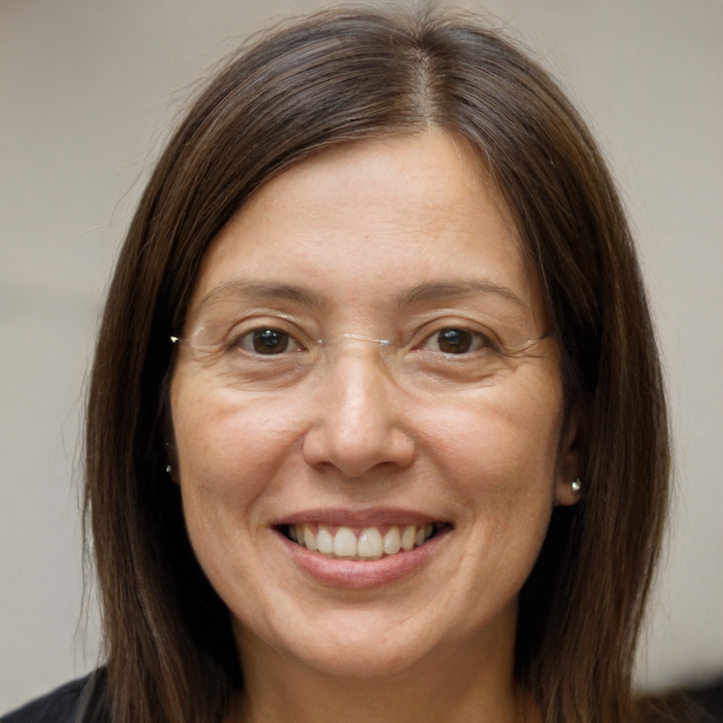 A woman with glasses smiling for the camera in Wales.